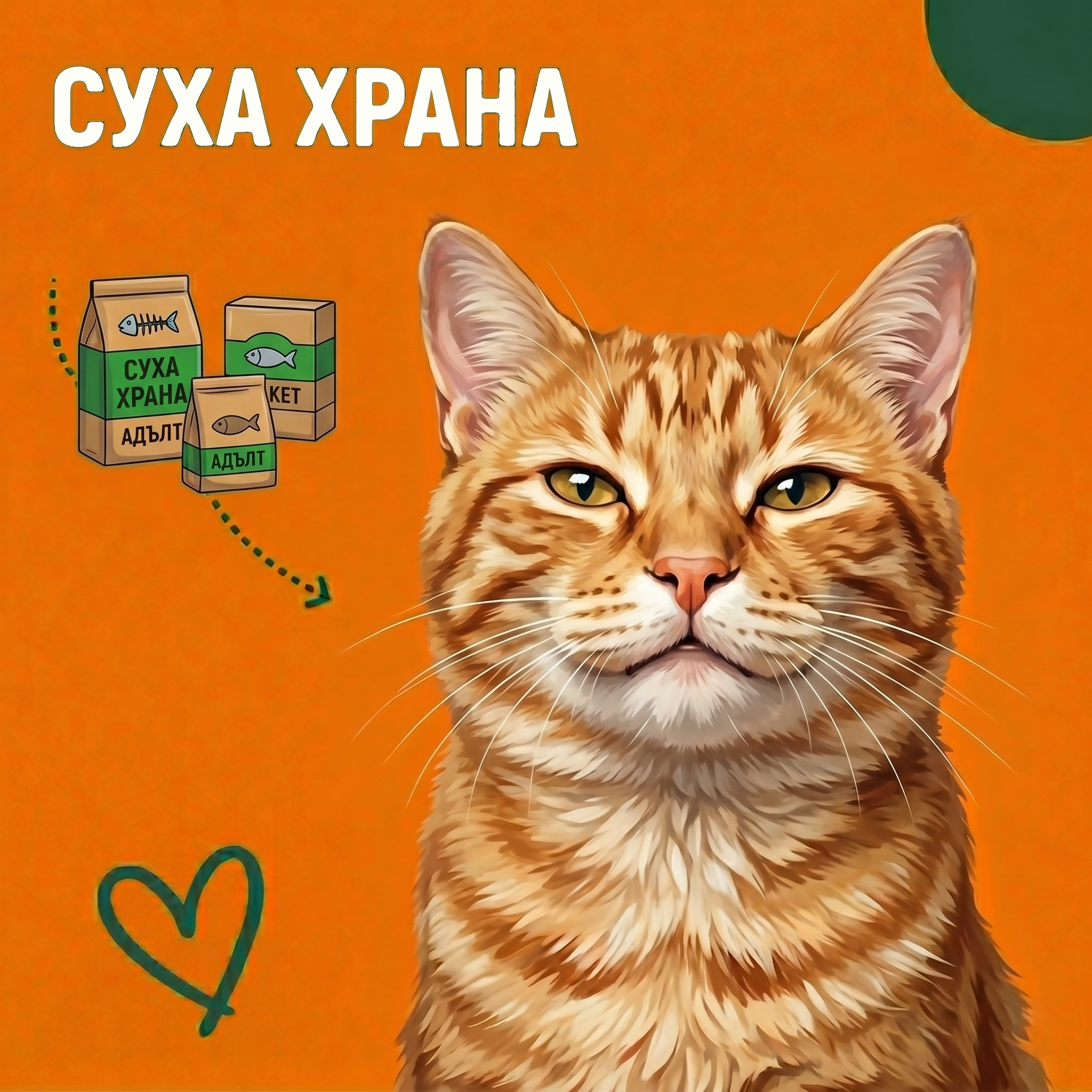 Orange cat showcasing dry cat food