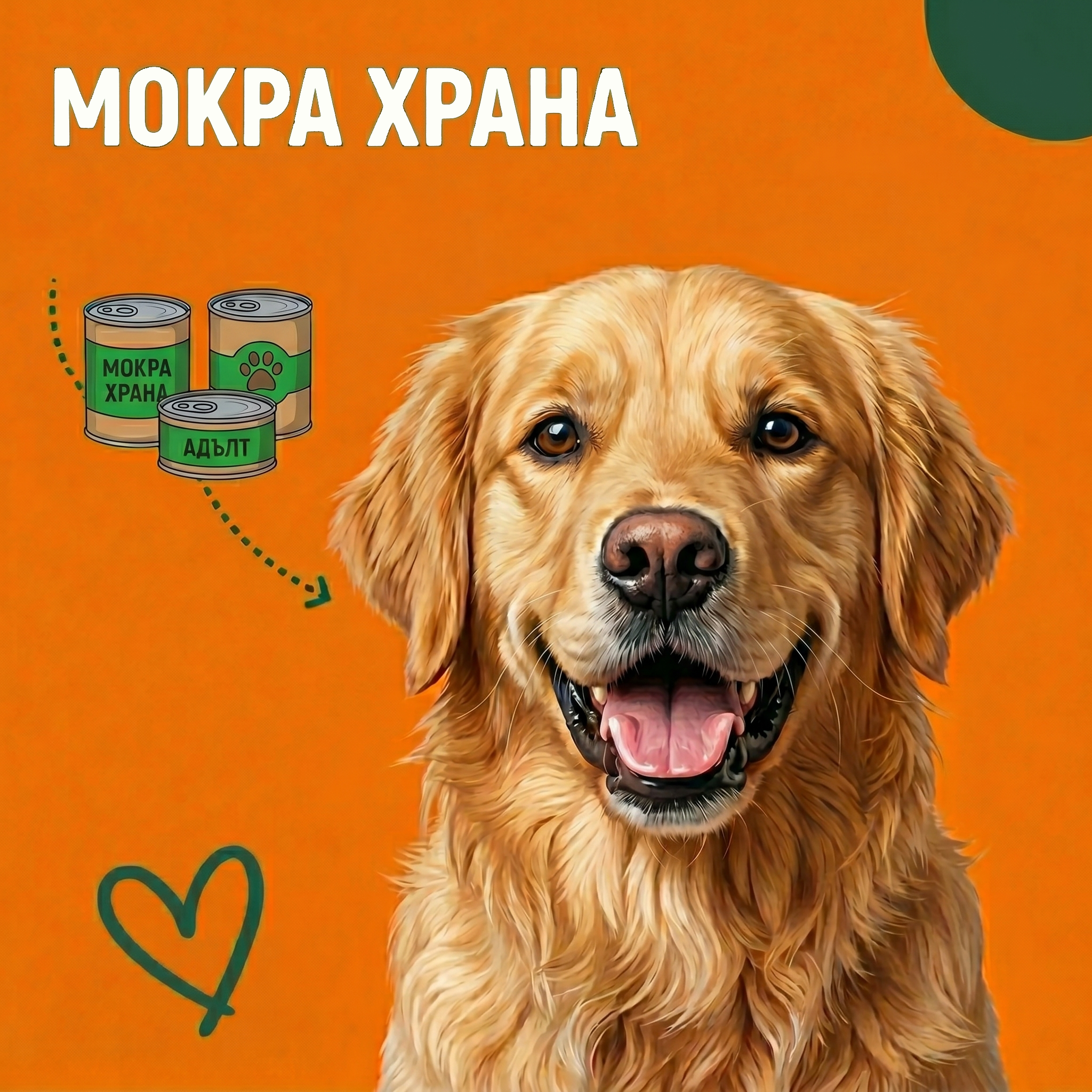 Smiling dog showcasing wet dog food
