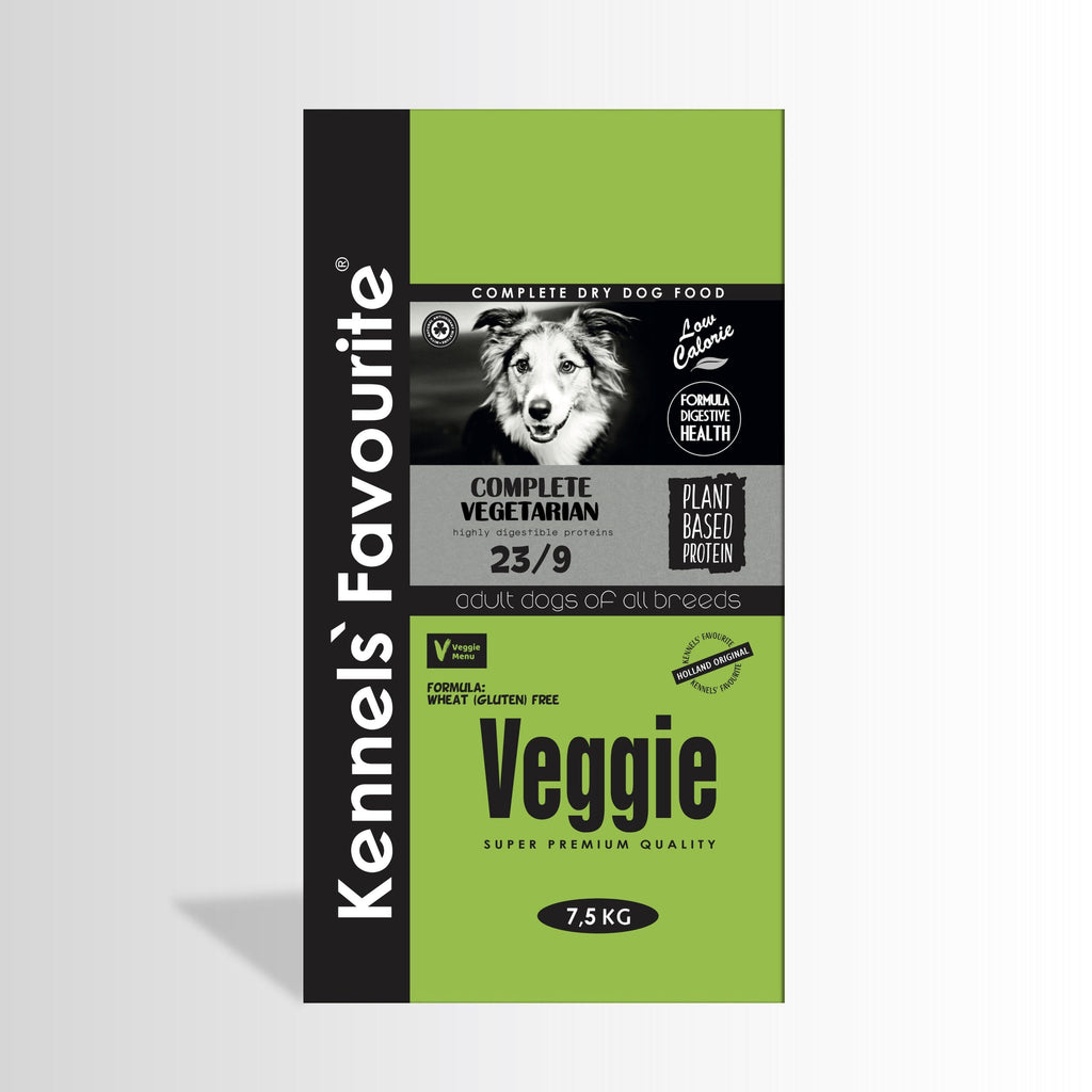 Kennel's Favourite Veggie dog food packaging on a light gray background