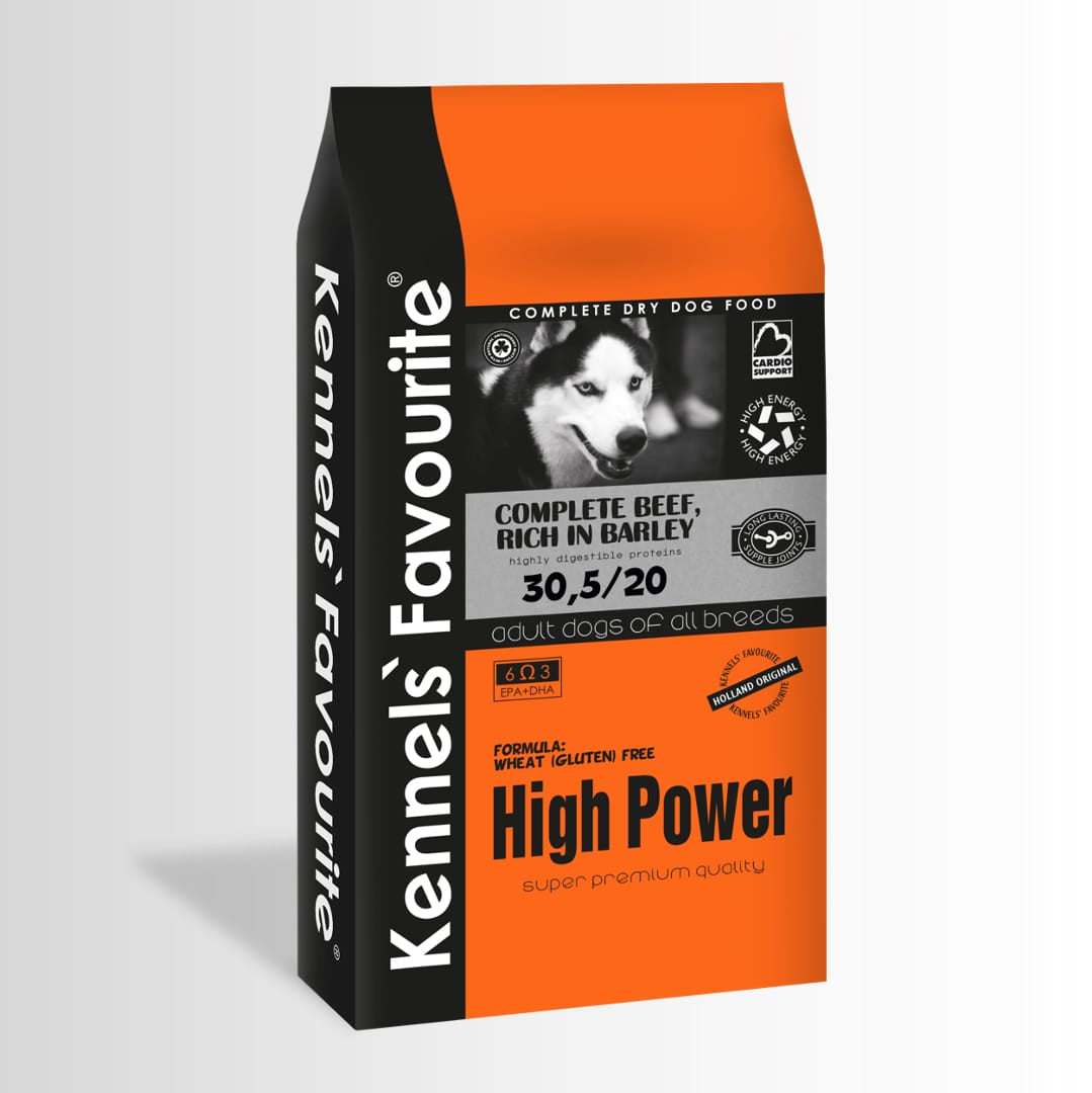 Kennel's Favourite High Power dog food packaging on a white background