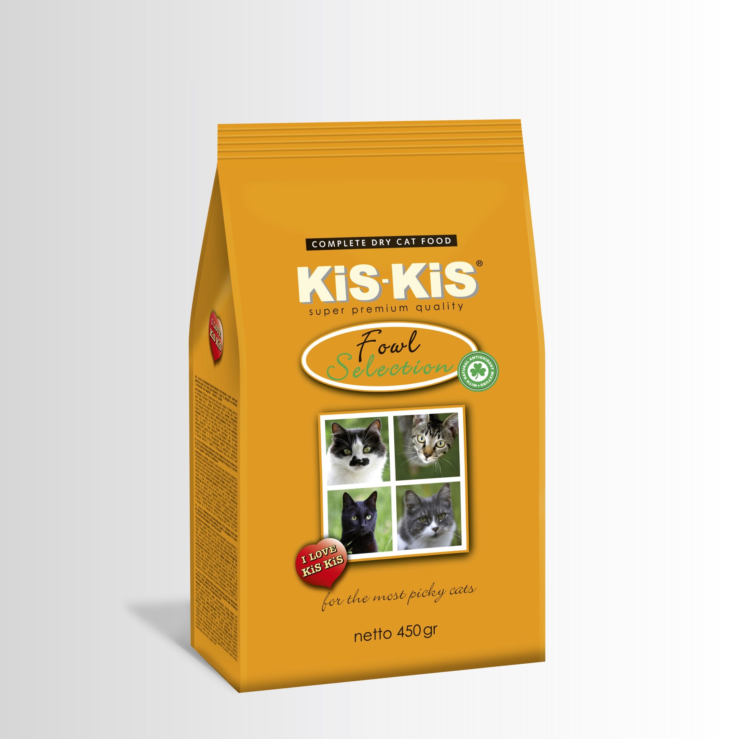 KiS-KiS Fowl Selection Суха храна за Котки с Птиче и Риба 450 г