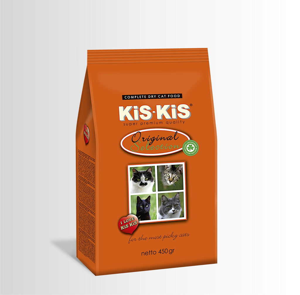 KiS-KiS Original Суха храна за Възрастни Котки с Телешко, Пилешко и Риба 450 г