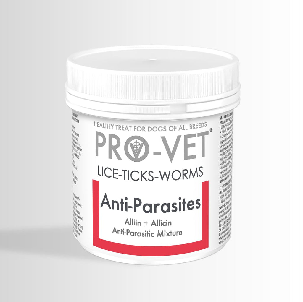 Pro-Vet anti-parasite treatment jar on a white background