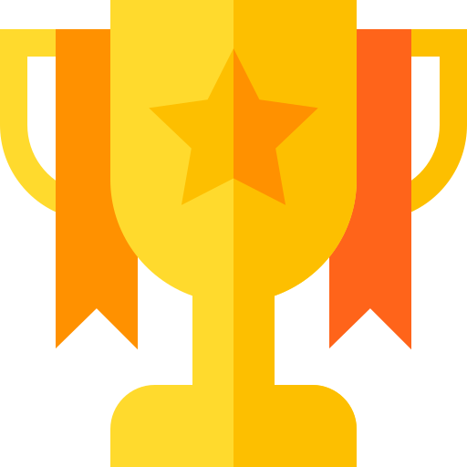 Yellow trophy with a star on a white background