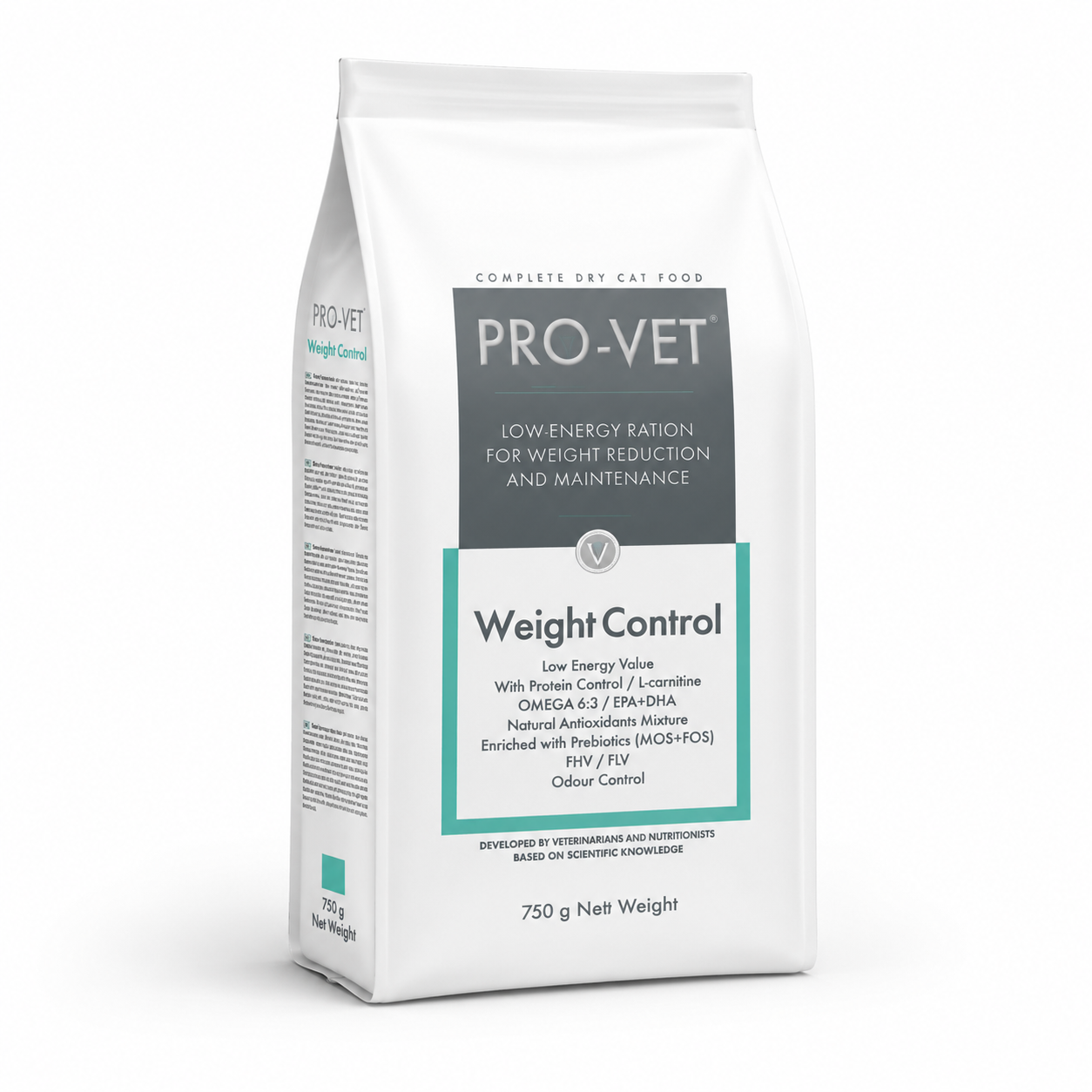Pro-Vet Weight Control cat food package on a white background