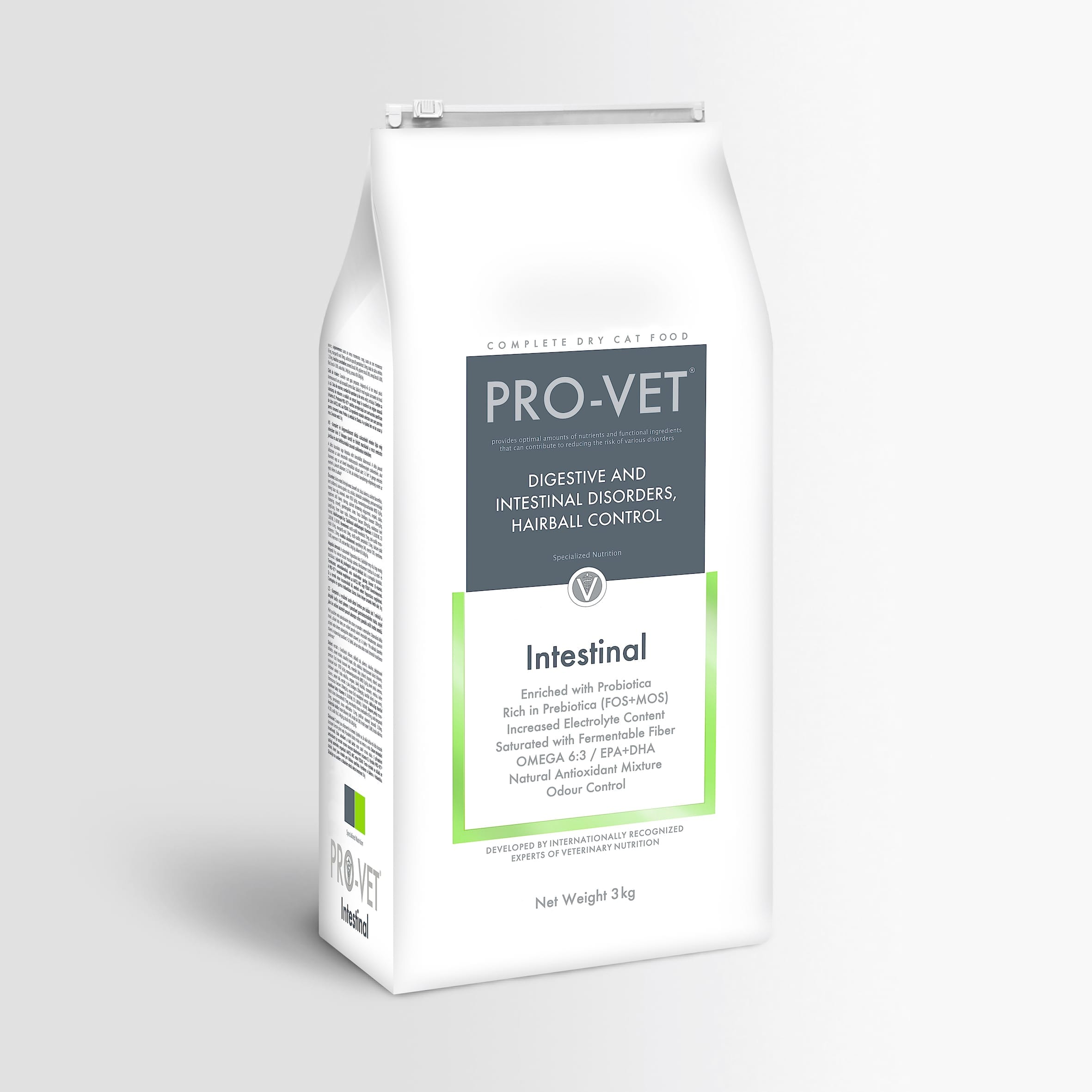 Pro-Vet Intestinal cat food package on a white background