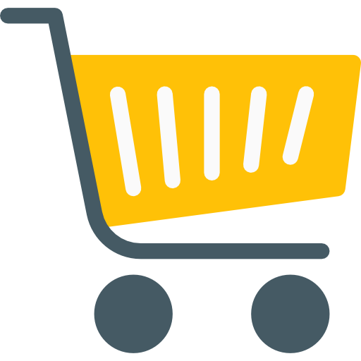 Yellow shopping cart icon on a white background