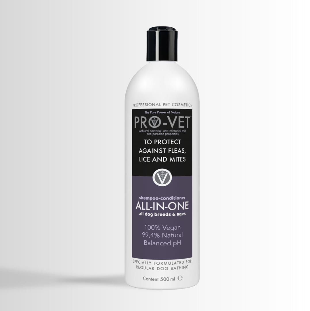 Pro-Vet shampoo and conditioner bottle on a light gray background