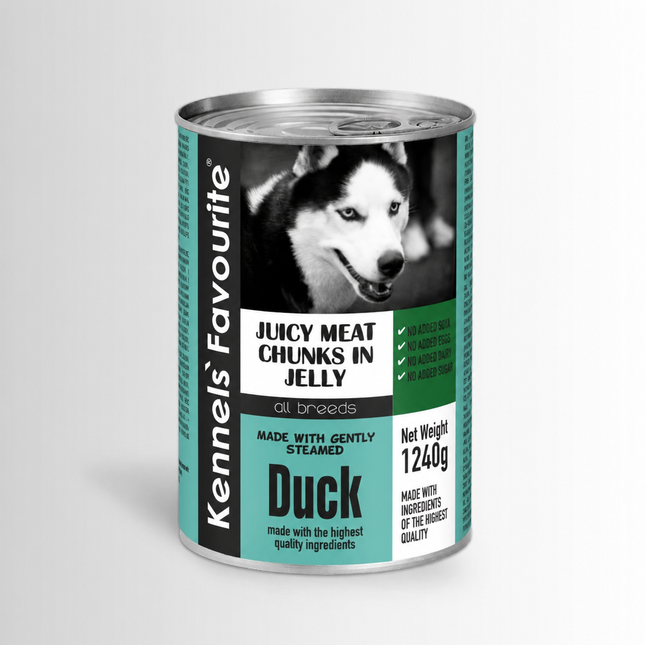 Can of Kennel's Favourite dog food with a husky on the label